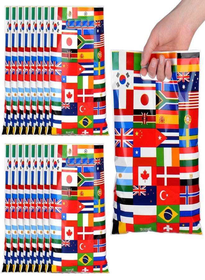 Supervitae 50 Pcs International World Flags Gift Bags with Handles Plastic World Flag Goodie Bag International Party Favor Supplies for Opening Sports Events Celebration Traveler Decoration Bar Clubs - Image 1